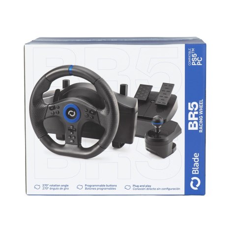 Blade BL7002 kontroler gier Czarny, Niebieski USB Kierownica + pedały + dźwignia zmiany biegów PC, PlayStation 5