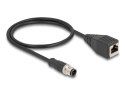 DeLOCK M12 Kabel adaptera z kodowaniem D 4-pinowe męski do żeńskiego RJ45 o długości 50 cm