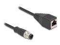 DeLOCK M12 Kabel adaptera z kodowaniem D 4-pinowe męski do żeńskiego RJ45 o długości 50 cm