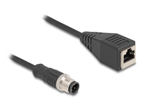 DeLOCK M12 Kabel adaptera z kodowaniem D 4-pinowe męski do żeńskiego RJ45 o długości 50 cm