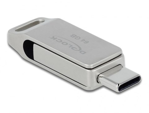 DeLOCK Pendrive USB-C + Typ-A 5 Gbps 64 GB - metalowa obudowa