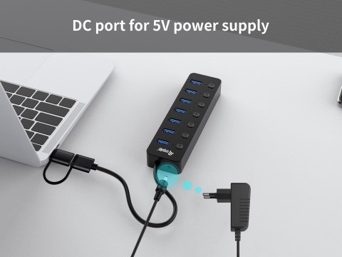 Equip 128965 huby i koncentratory USB 3.2 Gen 1 (3.1 Gen 1) Type-A 5000 Mbit/s Czarny