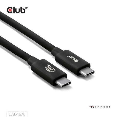 CLUB3D CAC-1570 kabel USB USB4 Gen 2x2 1,2 m USB C 80 Gbit/s 240 W Czarny