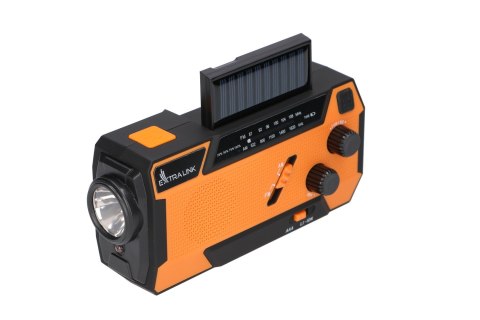 Extralink EX.93746 RADIO AWARYJNE SOLARNE Z KORBKA DYNAMO POWERBANK 4000MAH Z LATARKA SOS SR-4000 Przenośny Analogowy