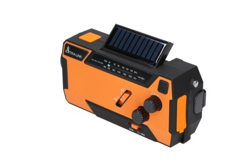 Extralink EX.93746 RADIO AWARYJNE SOLARNE Z KORBKA DYNAMO POWERBANK 4000MAH Z LATARKA SOS SR-4000 Przenośny Analogowy