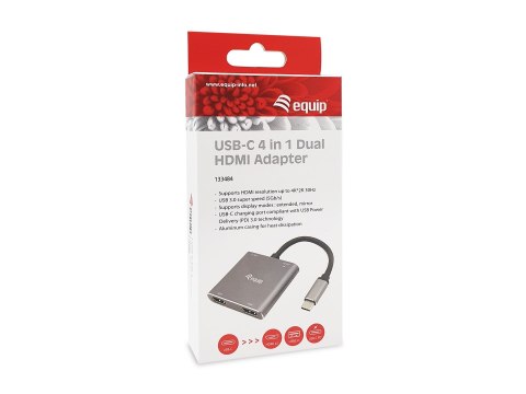 Equip 133484 stacja dokująca Przewodowa USB 3.2 Gen 1 (3.1 Gen 1) Type-C Srebrny