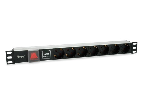 Equip 333309 rozdzielacz zasilania PDU 7 x gniazdo sieciowe 1U Czarny, Srebrny