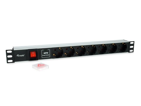 Equip 333309 rozdzielacz zasilania PDU 7 x gniazdo sieciowe 1U Czarny, Srebrny