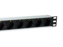 Equip 333309 rozdzielacz zasilania PDU 7 x gniazdo sieciowe 1U Czarny, Srebrny