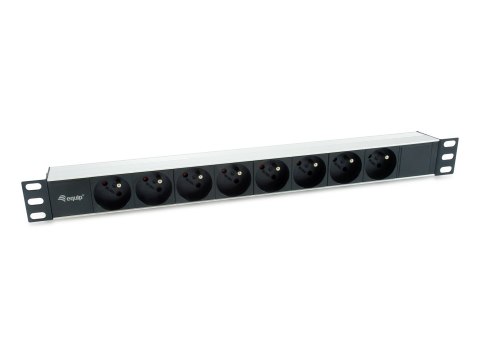 Equip 333313 rozdzielacz zasilania PDU 8 x gniazdo sieciowe 1U Czarny, Srebrny