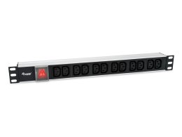 Equip 333318 rozdzielacz zasilania PDU 12 x gniazdo sieciowe 1U Czarny, Srebrny
