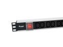 Equip 333318 rozdzielacz zasilania PDU 12 x gniazdo sieciowe 1U Czarny, Srebrny