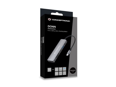 Conceptronic DONN11G stacja dokująca Przewodowa USB 3.2 Gen 1 (3.1 Gen 1) Type-C Szary