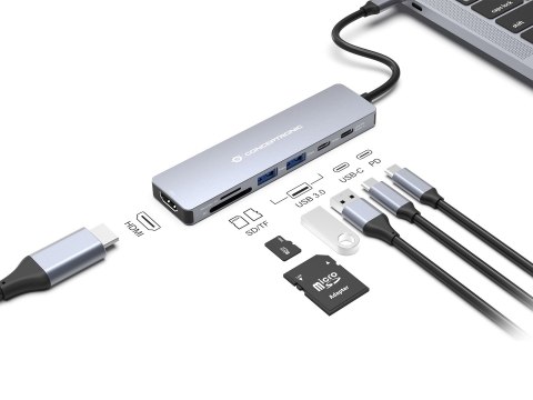 Conceptronic DONN28G stacja dokująca Przewodowa USB 3.2 Gen 1 (3.1 Gen 1) Type-C Szary