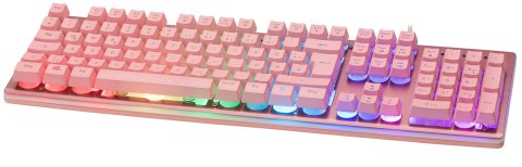 Deltaco Gaming GAM-021-RGB-P-DE klawiatura USB QWERTZ Niemiecki Różowy