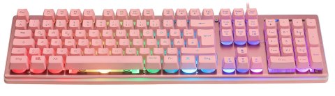 Deltaco Gaming GAM-021-RGB-P-DE klawiatura USB QWERTZ Niemiecki Różowy
