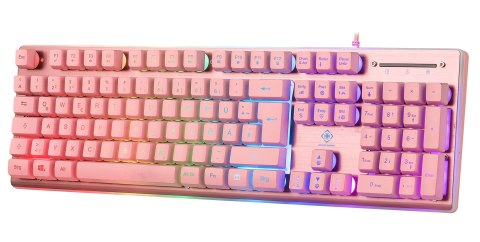 Deltaco Gaming GAM-021-RGB-P-DE klawiatura USB QWERTZ Niemiecki Różowy