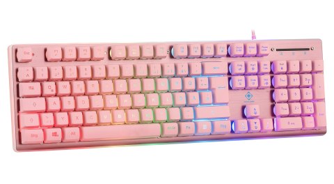 Deltaco Gaming GAM-021-RGB-P-DE klawiatura USB QWERTZ Niemiecki Różowy