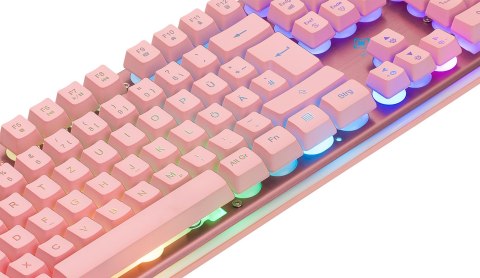 Deltaco Gaming GAM-021-RGB-P-DE klawiatura USB QWERTZ Niemiecki Różowy