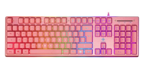 Deltaco Gaming GAM-021-RGB-P-DE klawiatura USB QWERTZ Niemiecki Różowy