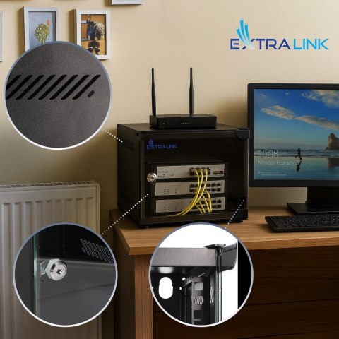 Extralink LITE 6U 10 280X310 WALL-MOUNTED RACKMOUNT CABINET BLACK Stojak wolnostojący/ścienny/podłogowy Czarny