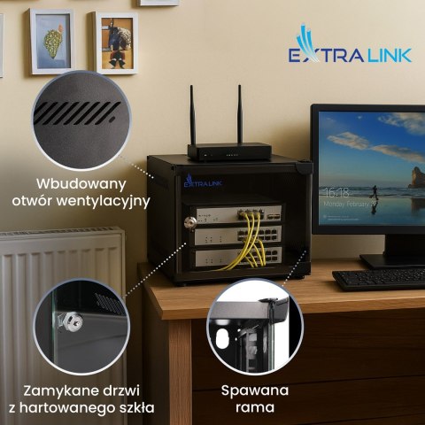 Extralink LITE 6U 10 280X310 WALL-MOUNTED RACKMOUNT CABINET BLACK Stojak wolnostojący/ścienny/podłogowy Czarny