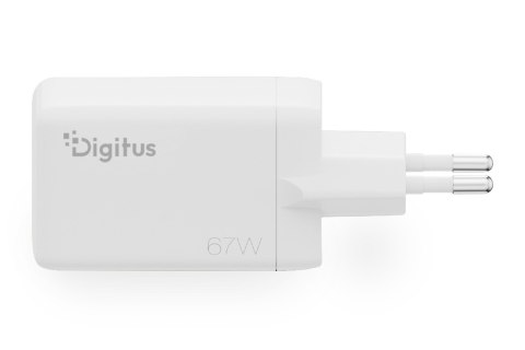 Digitus Ładowarka sieciowa GaN II 67W | 2x USB-C, 1x USB-A | PD 3.0, QC 3.0 | Biała