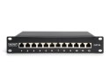 Digitus Panel krosowy (patch panel) 10'' 12x RJ45, LSA poziom, kat.6A, ekranowany, 1U, czarny, prowadnica kabli