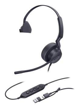 Yealink UH42 Mono UC USB-C/A Zestaw słuchawkowy Przewodowa Opaska na głowę Połączenia/muzyka USB Type-C / USB Type-A Czarny
