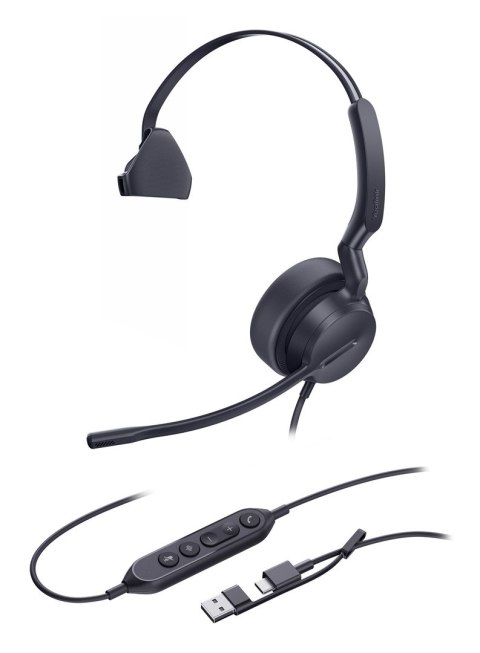 Yealink UH42 Mono UC USB-C/A Zestaw słuchawkowy Przewodowa Opaska na głowę Połączenia/muzyka USB Type-C / USB Type-A Czarny