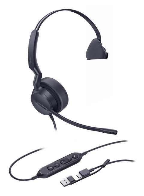 Yealink UH42 Mono UC USB-C/A Zestaw słuchawkowy Przewodowa Opaska na głowę Połączenia/muzyka USB Type-C / USB Type-A Czarny