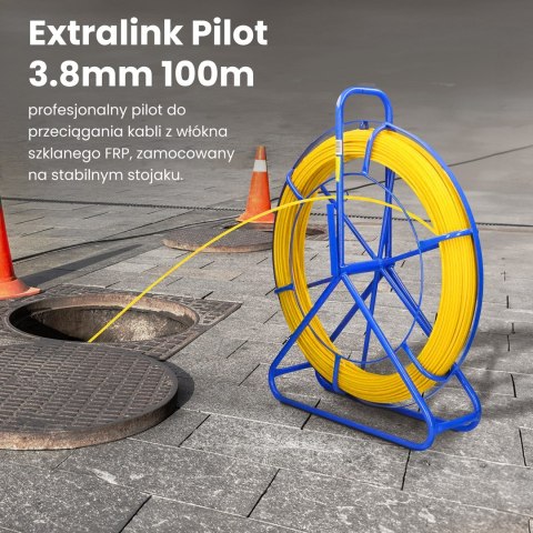 Extralink Pilot do przeciągania kabli Pilot 3.8mm 100m włókno szklane FRP, śr. 3,8mm, dł. 100m, żółty