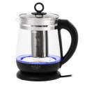 Czajnik elektryczny Adler AD 1299, szklany, 1.5 L, 2200 W, 360° obrotowa baza, podświetlenie LED, czarny
