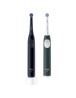 Oral‑B iO2 szczoteczka elektryczna dla dorosłych Duo pack 2 końcówki 3 tryby Night Black & Green Forest, ładowalna, timer 2 minu