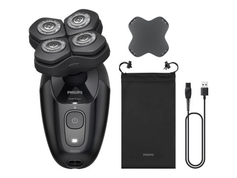 Philips Pro 5000 HS5980/15 Golarka do Głowy 360° Flexing Head Wet & Dry 60 min Litowo-jonowa Deep Black z Etui i Szczoteczką