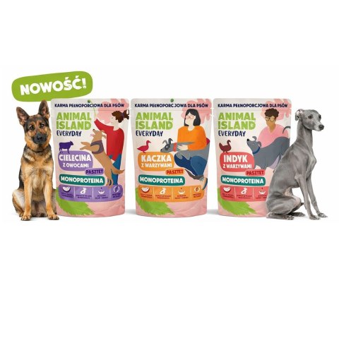 ANIMAL ISLAND Monoproteina cielęcina/kaczka/indyk karma dla psa 9×300g