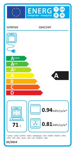 Kuchenka Gorenje GK6C5WF, płyta gazowa, piekarnik elektryczny, szerokość 60 cm, biała