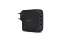 Ładowarka Acer 100 W PD z technologią GaN, 3 porty USB-C i 1 port USB-A, wtyczka UE, kabel USB-C 100 W, czarna, opakowanie detal