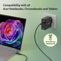 Ładowarka Acer 100 W PD z technologią GaN, 3 porty USB-C i 1 port USB-A, wtyczka UE, kabel USB-C 100 W, czarna, opakowanie detal