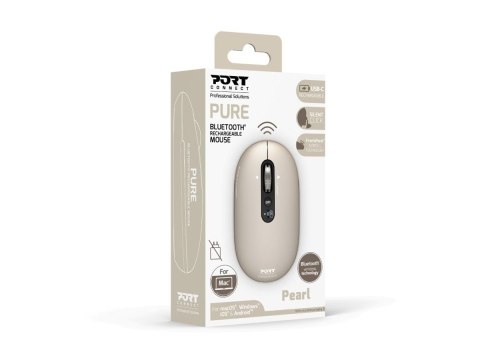 Mysz PORT CONNECT | PURE MAC | Bezprzewodowa | Bluetooth | Beż Perle