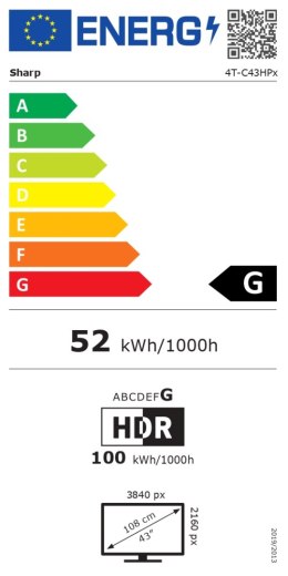 Sharp | 43HP6265E | 43 | Smart TV | Google TV | UHD | Czarny