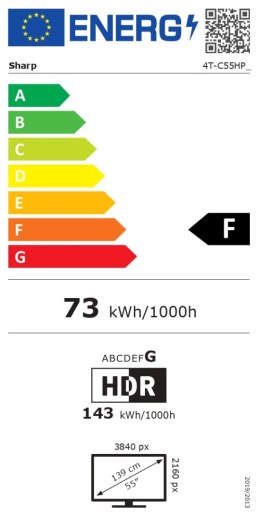 Sharp | 55HP5265E | 55 | Smart TV | Google TV | UHD | Czarny