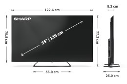 Sharp | 55HP6265E | 55 | Smart TV | Google TV | UHD | Czarny