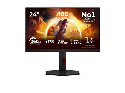 AOC 24G4ZR | 24" | Fast IPS | FHD | 16:9 | 240 Hz | 1 ms | 1920 x 1080 pikseli | 300 cd/m² | 2 porty HDMI | Czarny