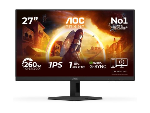 AOC 27G4ZRE | 27 cali | Fast IPS | FHD | 16:9 | 260 Hz | 1 ms | 1920 x 1080 pikseli | 300 cd/m² | Liczba portów HDMI: 2 | Czarny