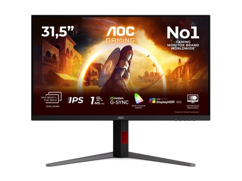 AOC U32G4U | 32" | Fast IPS | UHD | 16:9 | 160 Hz | 1 ms | 3840 x 2160 pikseli | 450 cd/m² | 2 porty HDMI | Czarny