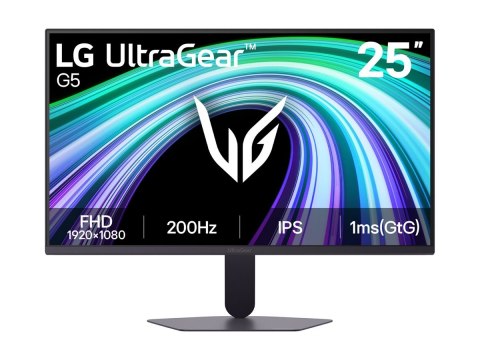 LG 25G523B-B UltraGear | 25 cali | IPS | FHD | 16:9 | 200 Hz | 1 ms | 1920 x 1080 pikseli | 300 cd/m² | Liczba portów HDMI: 2