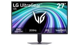 LG 27G523B-B UltraGear G5 | 27 cali | IPS | FHD | 16:9 | 200 Hz | 1 ms | 27 pikseli | 300 cd/m² | Liczba portów HDMI: 2