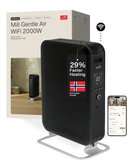 Mill | Grzejnik olejowy WiFI GEN3 | OIL2000WIFI3 | Grzejnik olejowy | 2000 W | Liczba stopni mocy: 3 | Czarny