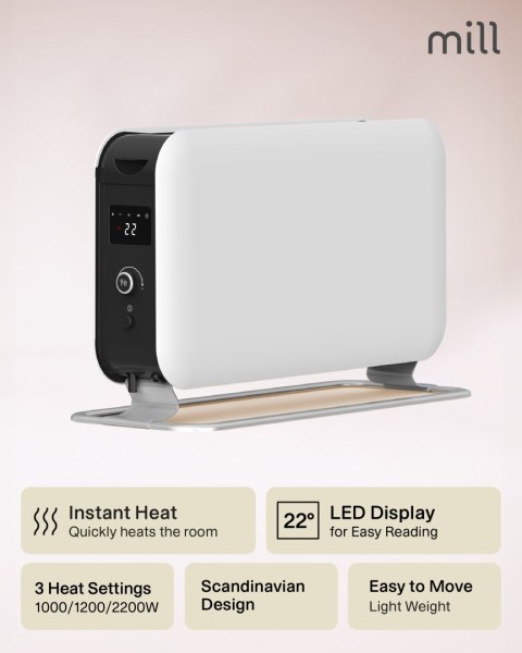 Młyn | Grzejnik | CO2200LEDMAX | Grzejnik konwekcyjny | 2200 W | Liczba stopni mocy: 3 | Przeznaczony do pomieszczeń o powierzch